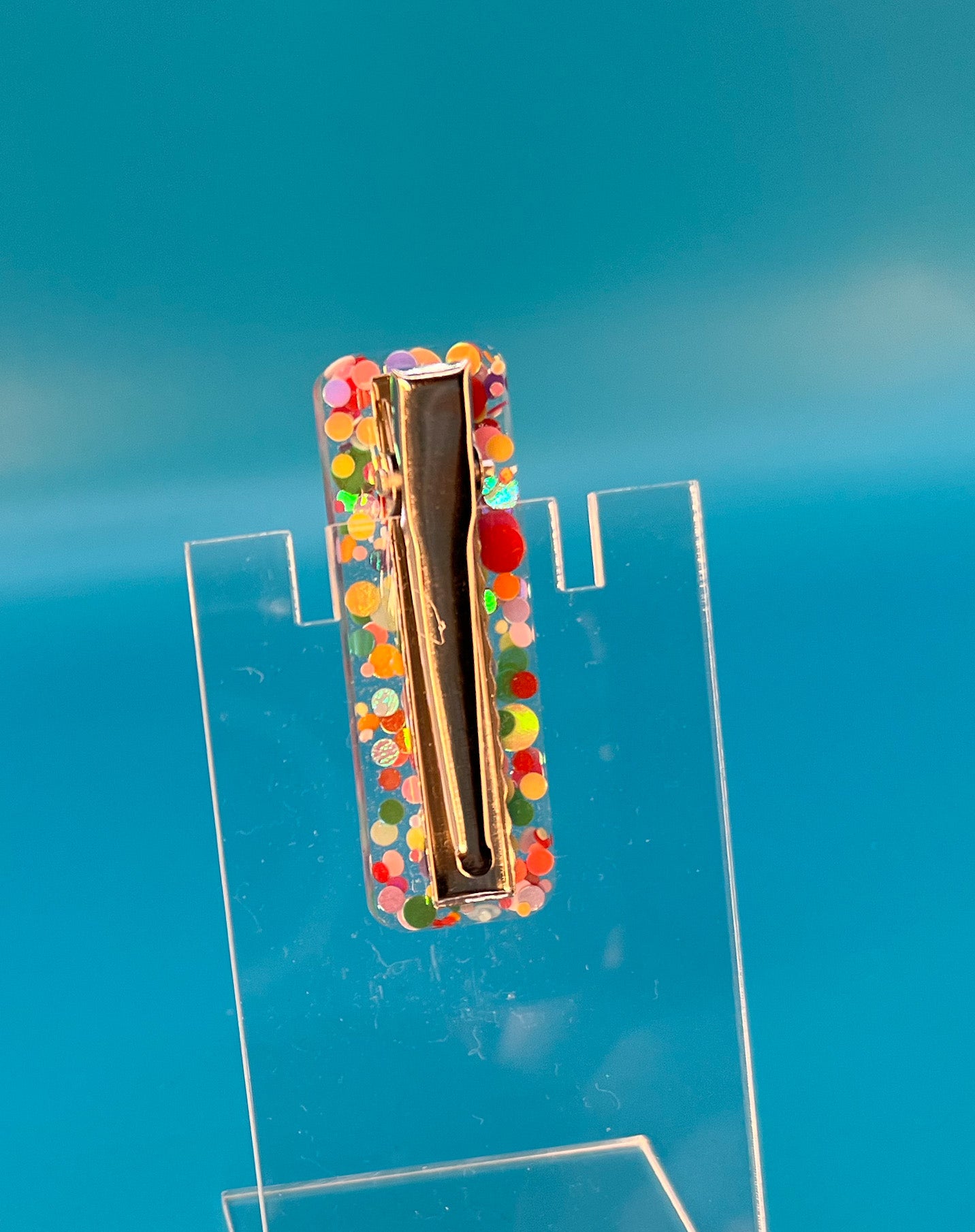 Rainbow Dots Mini Rectangle Hair Clip