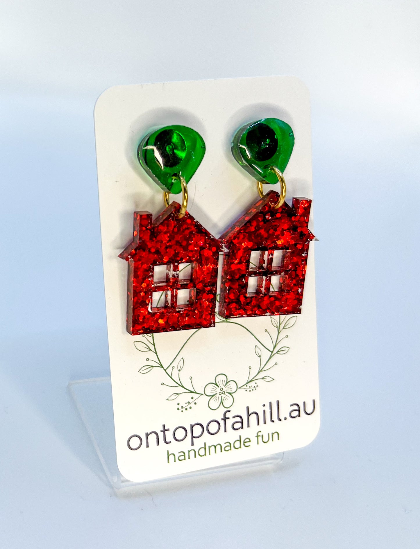 Christmas Cottage Dangle Earrings