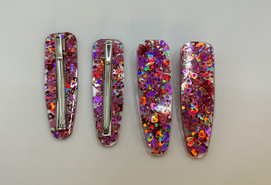 Holo Hearts Surfboard Hair Clip