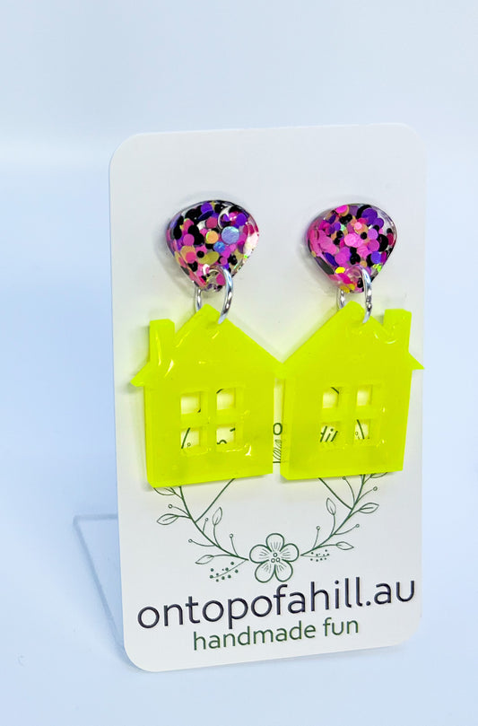 Neon House Dangle Earrings