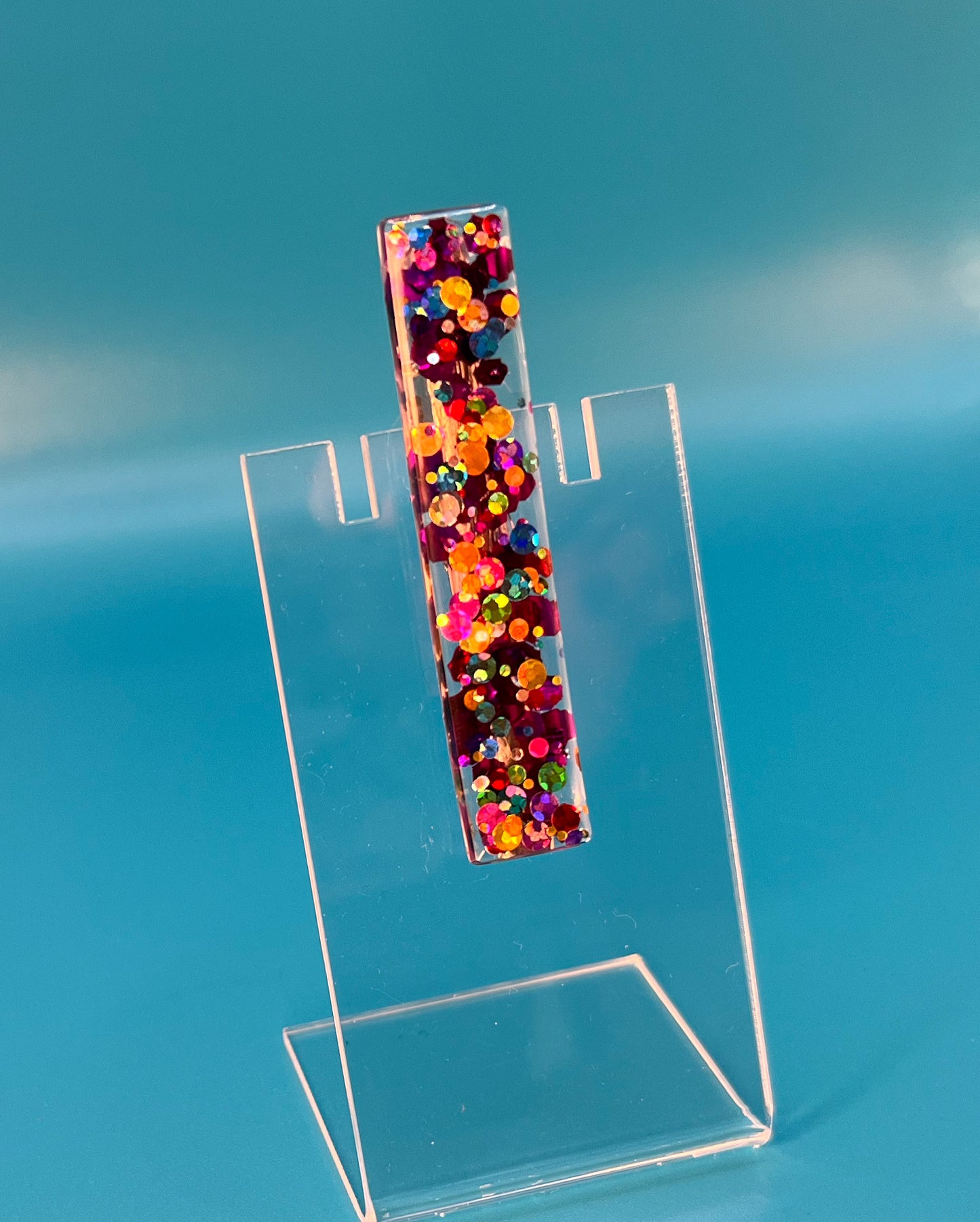 Rainbow Dots Medium Bar Hair Clip