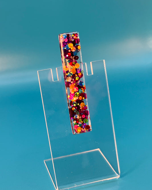 Rainbow Dots Medium Bar Hair Clip