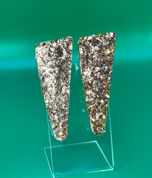 Cool Gold Flake Large Triangle Hair Clip