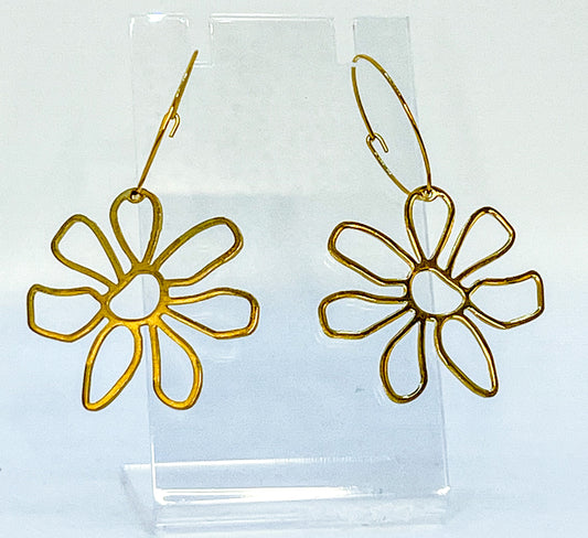 Golden Daisy Hoop Earrings