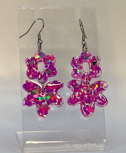 Purple Holo Flash Hook Dangle Earrings