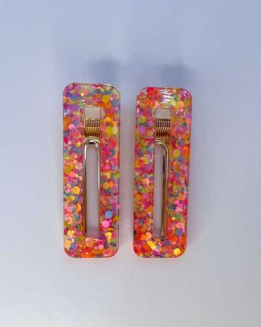 Neon Mix Rectangle Hair Clip