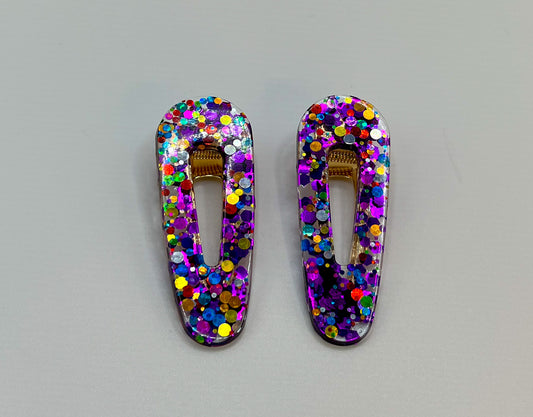 Rainbow Dots plus Purple Almond Hair Clip