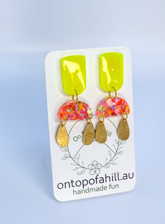 Neon Mix Raindrop Dangle Earrings