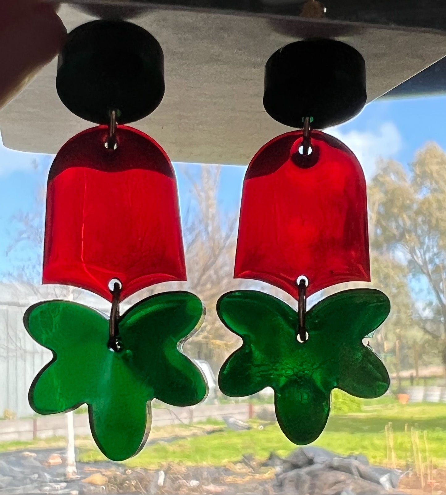 Christmas Flower Bell Dangle Earrings