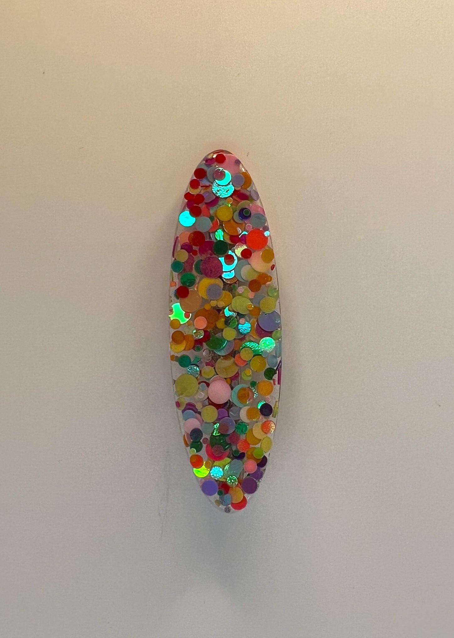 Rainbow Dots Large Oval Hair Clip