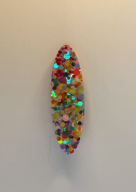 Rainbow Dots Large Oval Hair Clip