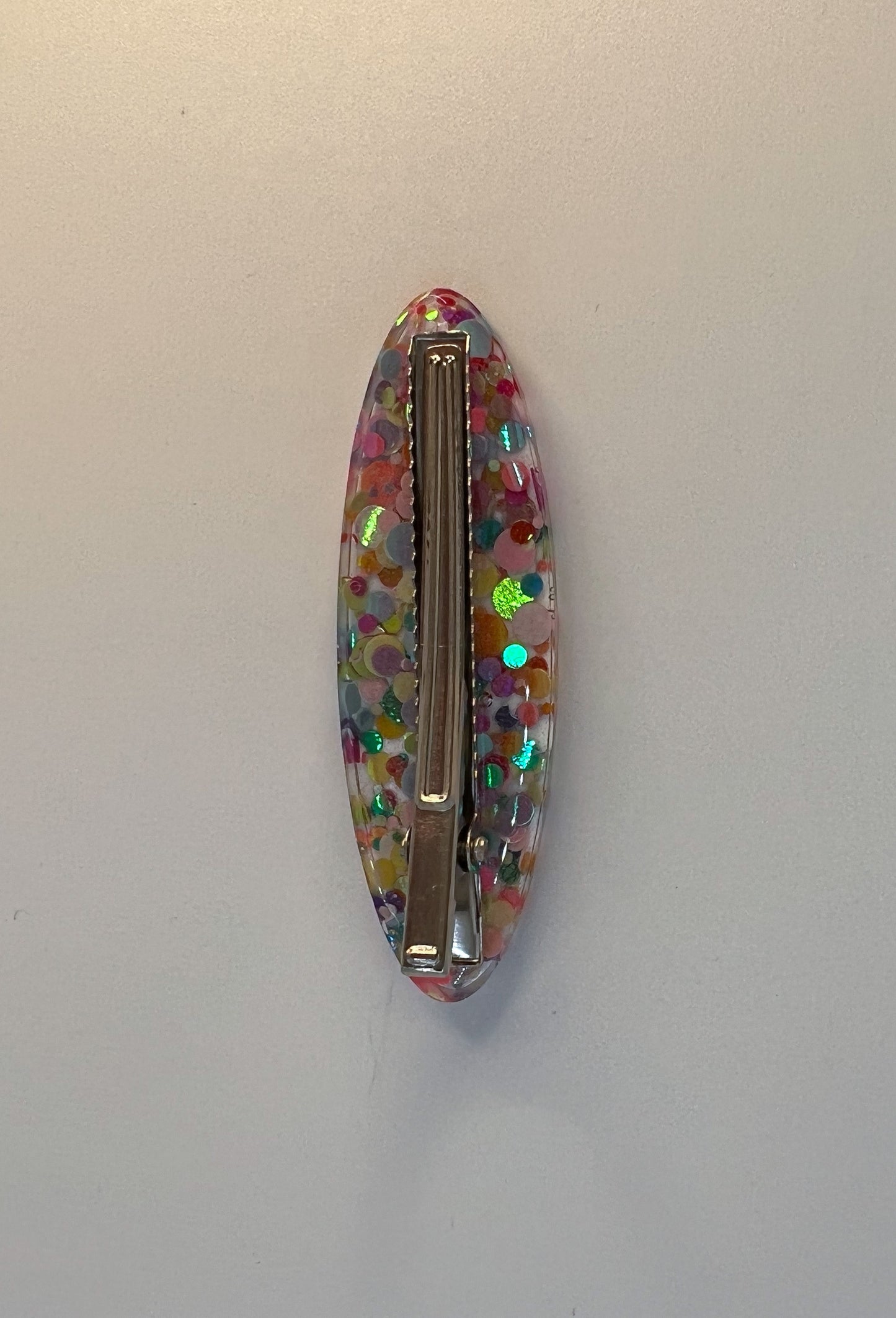 Rainbow Dots Large Oval Hair Clip