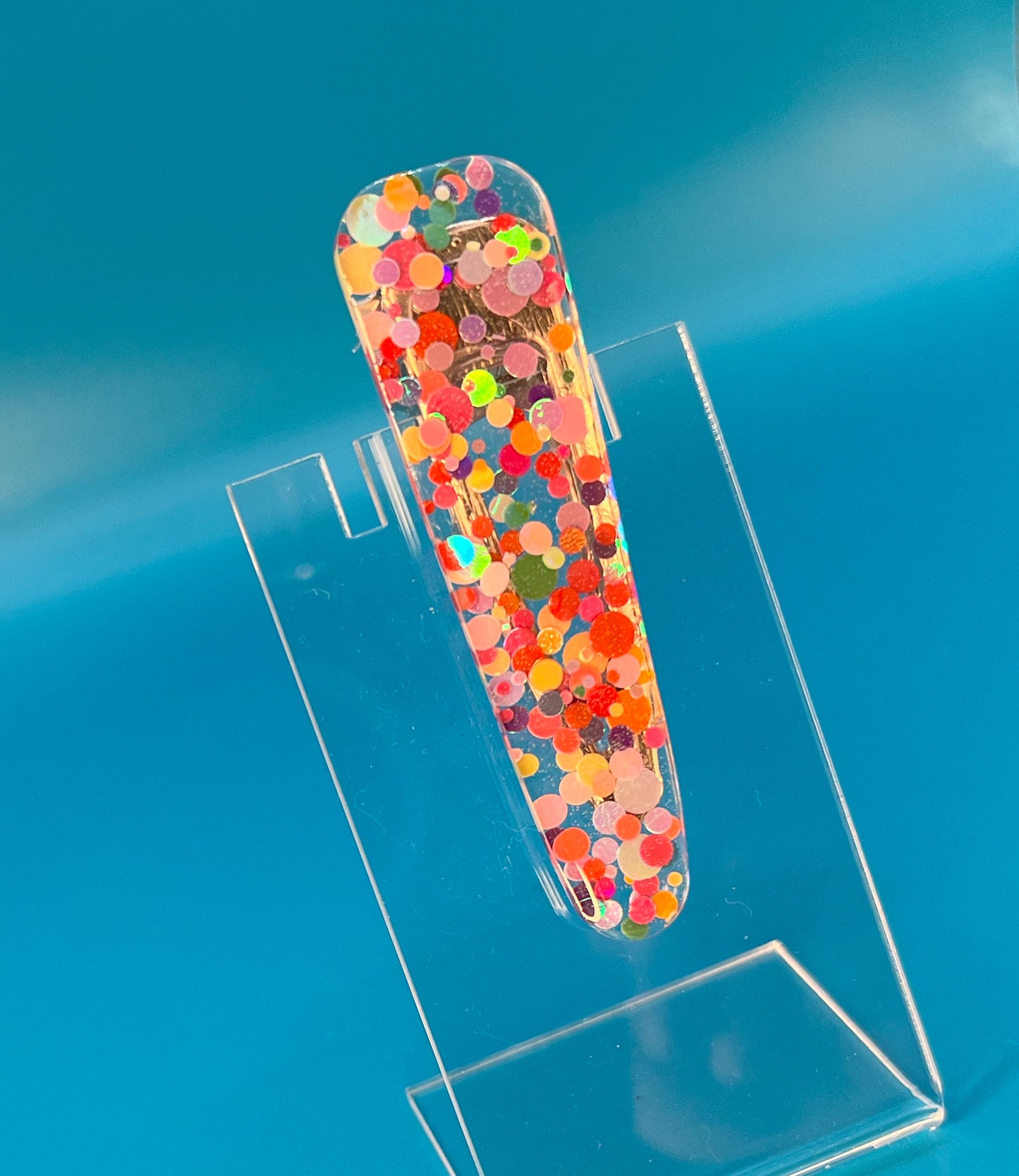 Rainbow Dots Surfboard Hair Clip