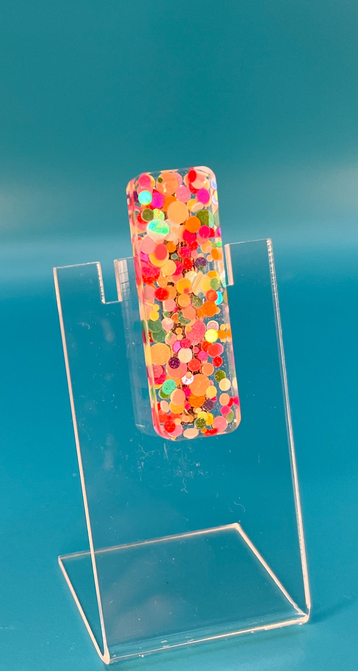 Rainbow Dots Mini Rectangle Hair Clip