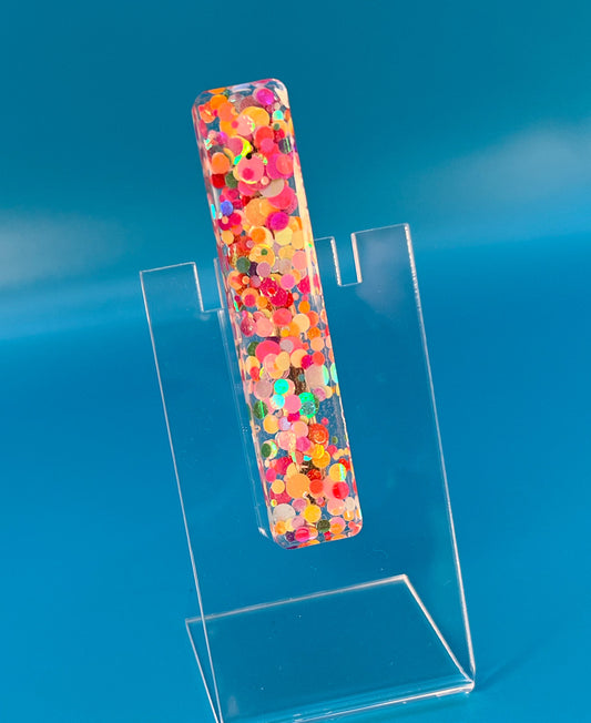 Rainbow Dots Large Bar Hair Clip