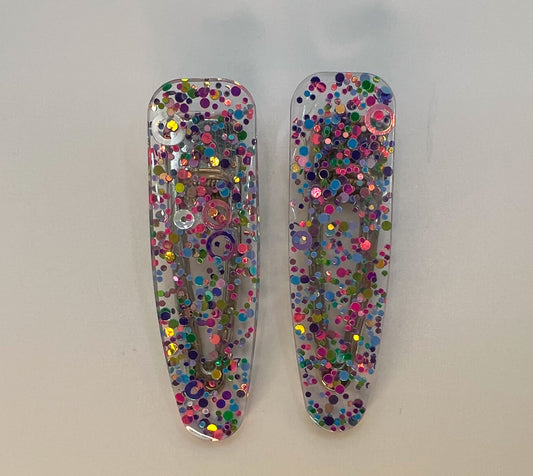 Teal Pink Dots Surfboard Hair Clip