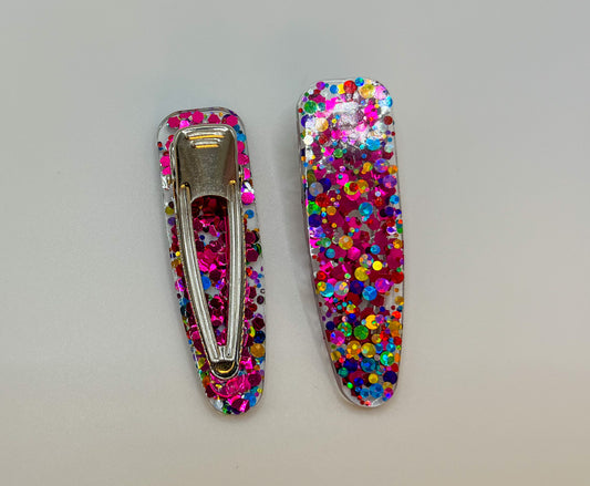 Pink Rainbow Dots Surfboard Hair Clip