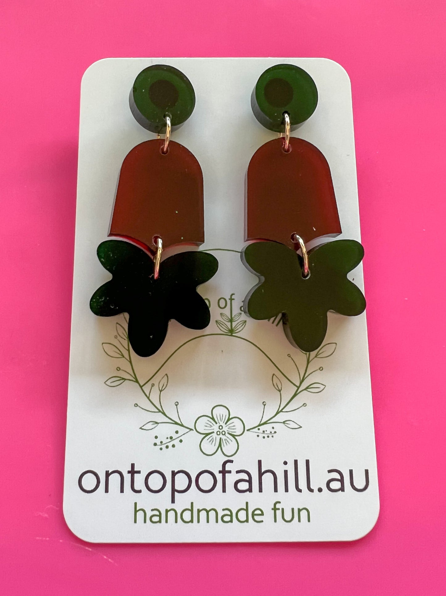 Christmas Flower Bell Dangle Earrings