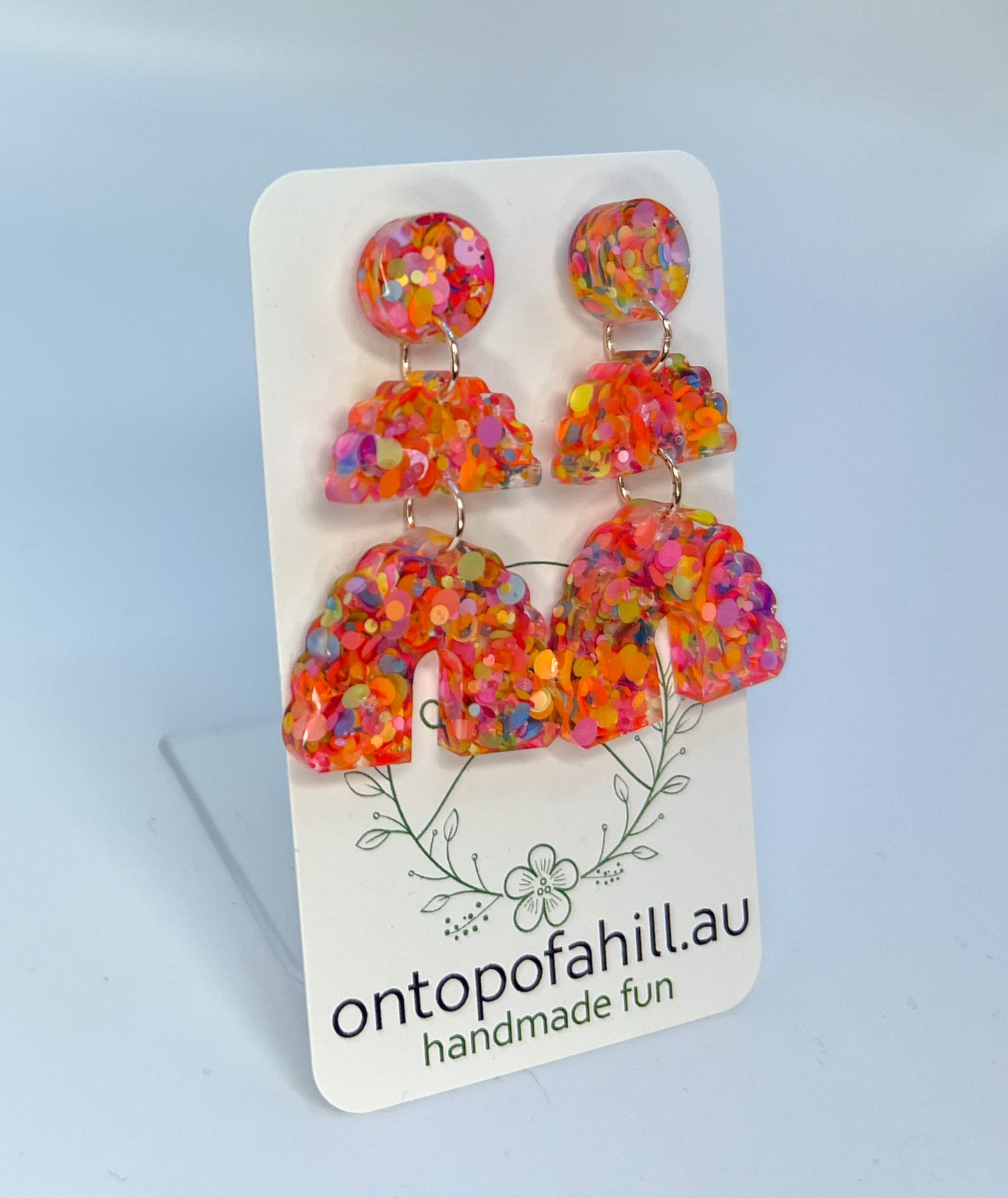 Neon Rainbow Dangle Earrings