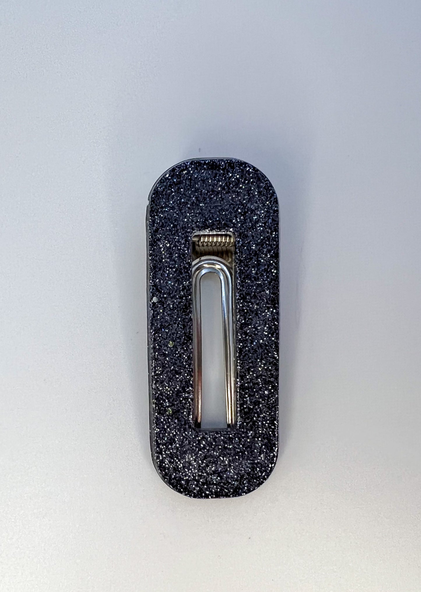 Graphite Glitter Rectangle Hair Clip