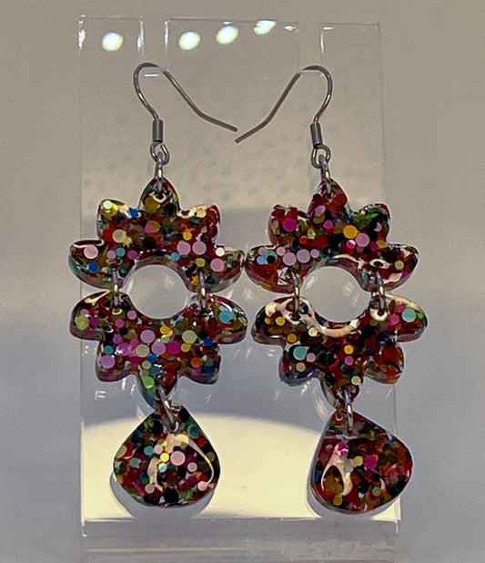 Round Petal Dangle Earrings