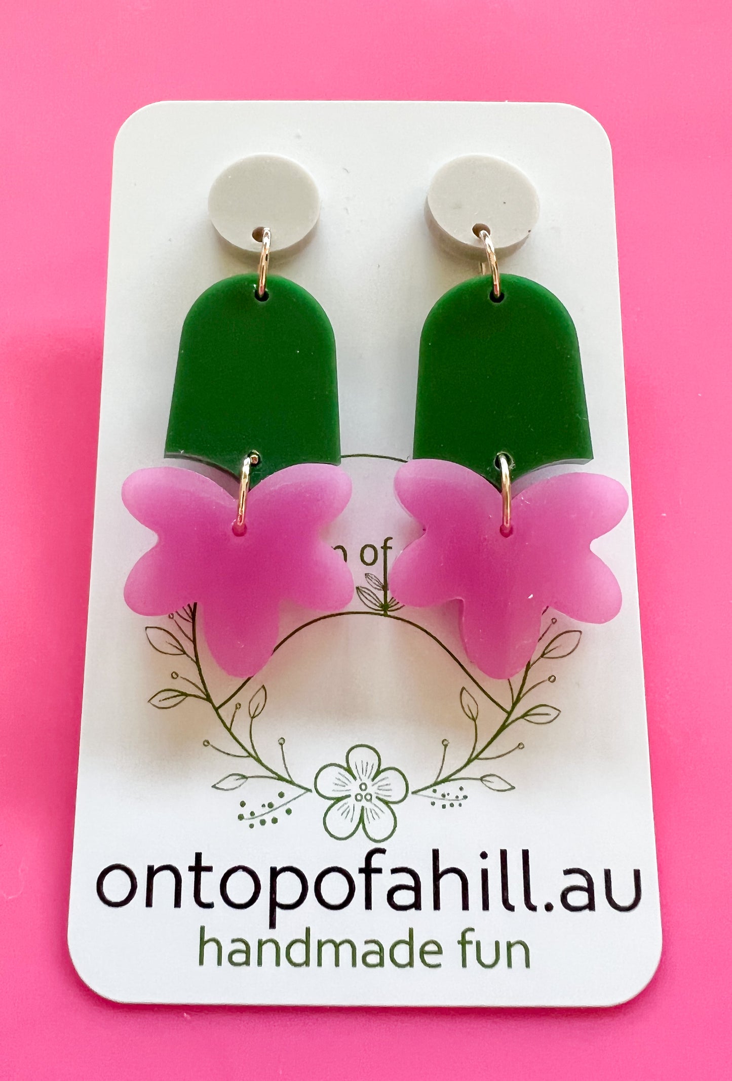 Orchid Flower Bell Dangle Earrings