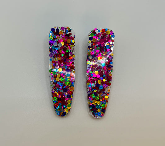 Pink Rainbow Dots Surfboard Hair Clip