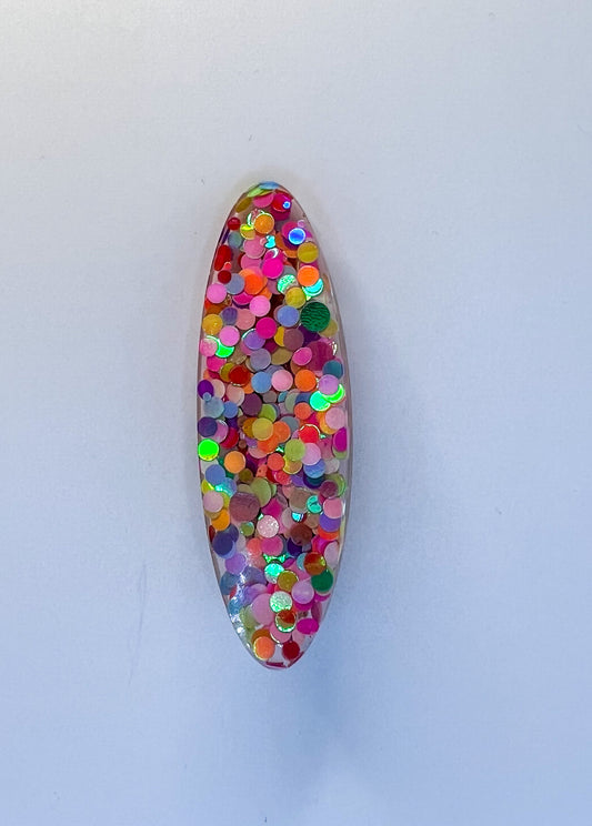 Rainbow Dots Large Oval Hair Clip