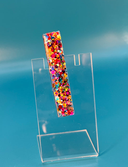 Rainbow Dots Medium Bar Hair Clip